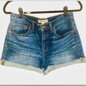 Madewell High-Rise Cut Offs Denim Shorts Medium Wash Blue style f7019 Women's 27
